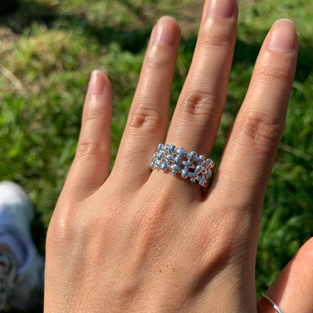 925 Silver weave adjustable ring US 5 and up